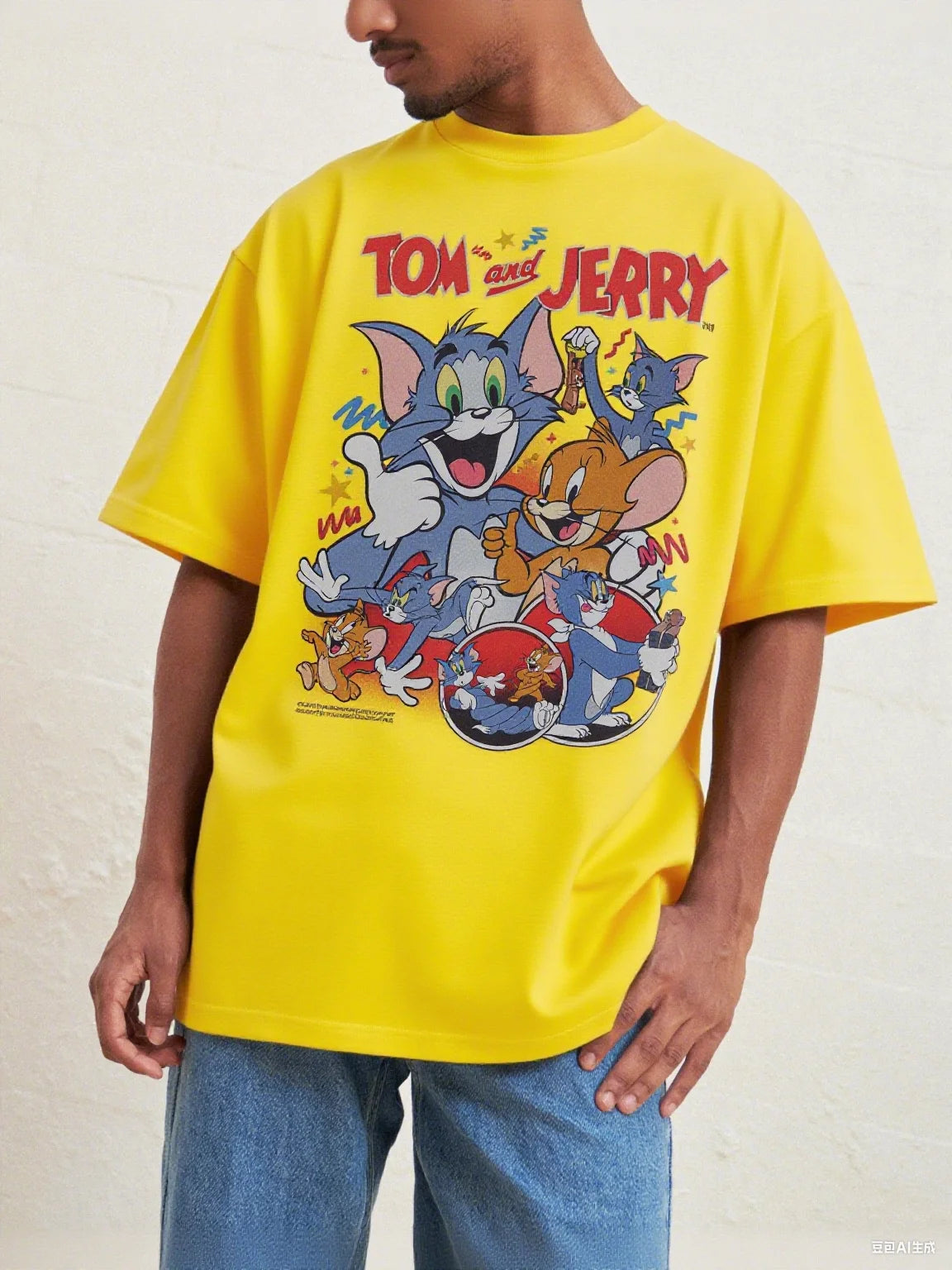 Tom and Jerry Cotton Tee Fun Retro Group Print of Tom Jerry and Friends 100% Pure Cotton for A Nostalgic Look Arrival Tee S-4XL