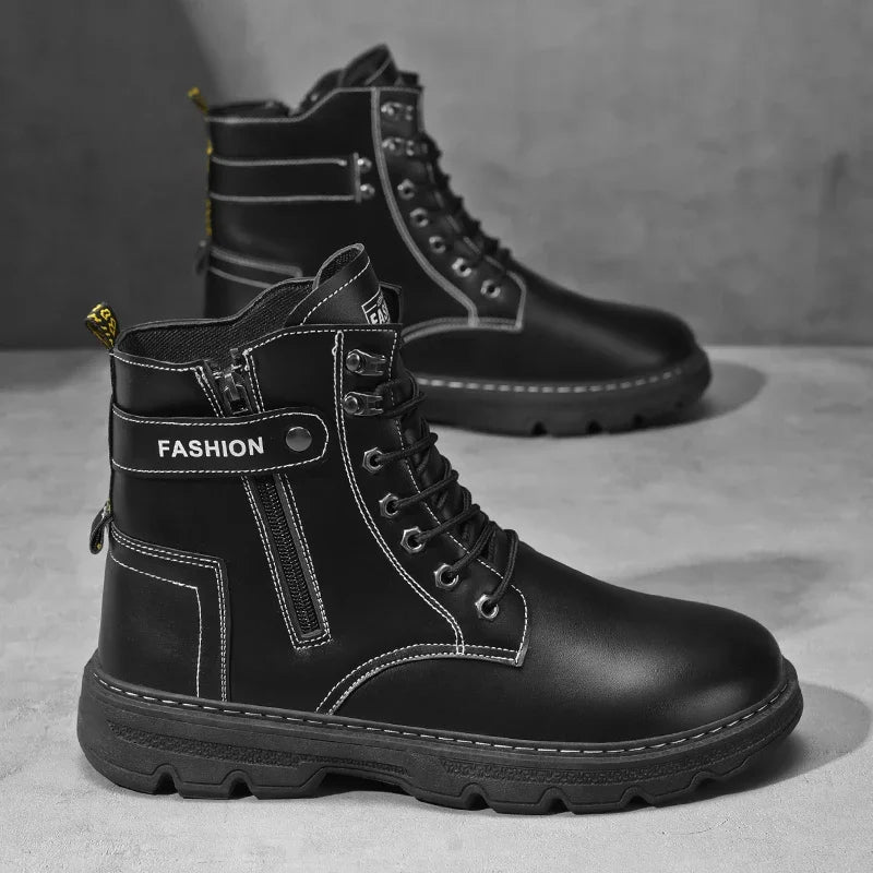 High-top boots, British style, casual and versatile, men's shoes for workwear