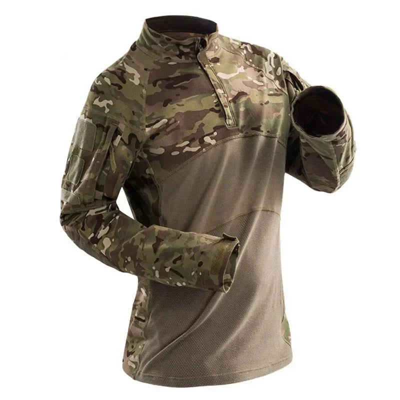 Military Tactical Shirt Men Camouflage Paintball Long Sleeve T Shirt Multicam Cotton Combat Shirts Camo Army T-Shirt