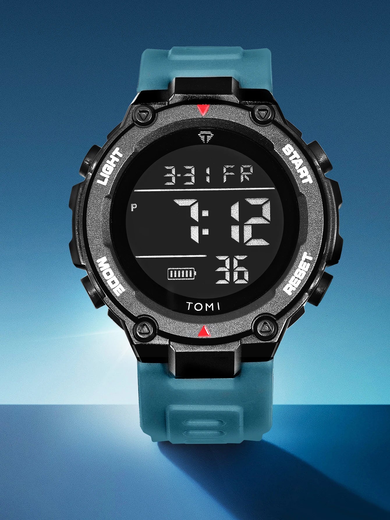 TOMI Tactical Digital Watch Military Green Black 4-Button Sport Modes Shockproof Waterproof Outdoor Hiking