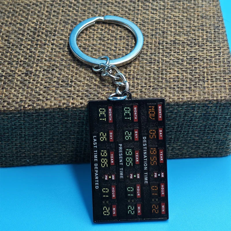 Time Circuits Keychain Marty McFly Doc Brown Time Travel Gift Classic movies Back To The Future Delorean Replica Prop Keyring