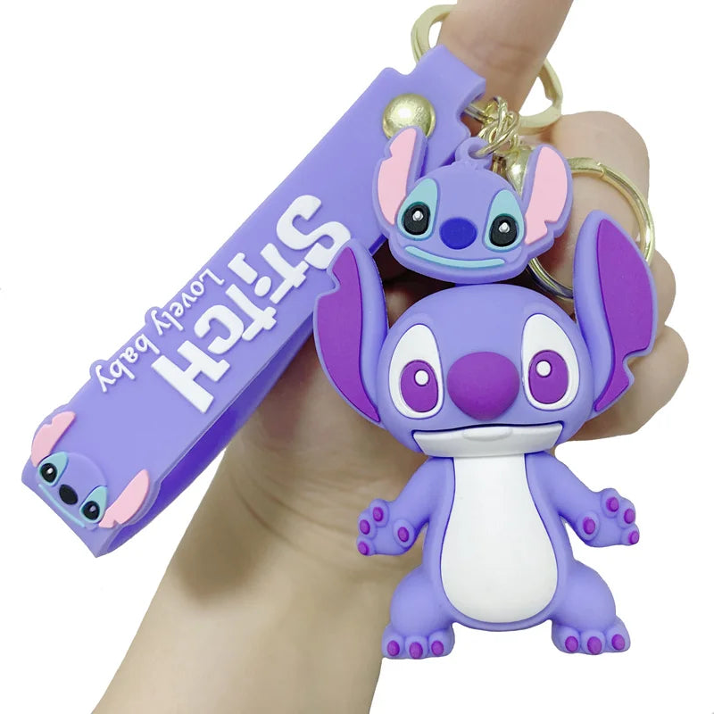New Cartoon Anime Disney Keychain Mickey Mouse Minnie Lilo & Stitch Keyring Key Chain Car Pendant Kids Toys Gift Wholesale