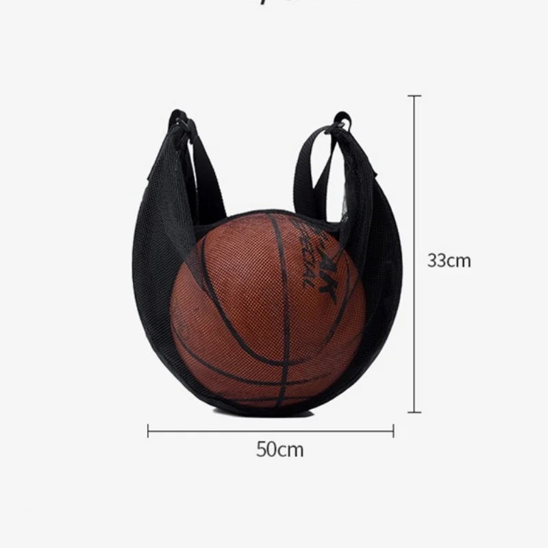 Sports Gym Ball Bag with Zipper Pocket Bag Shoulder Bag Drawstring Storage Oxford Mesh Backpack Basketball Football Pocket Pouch
