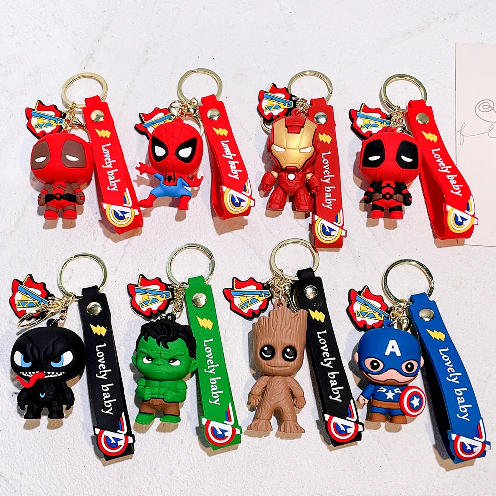 Q Version of The Marvel Series Keychain Cartoon Creative Spider-Man Doll Key Ring Schoolbag Car Key Chain Pendant Student Gifts