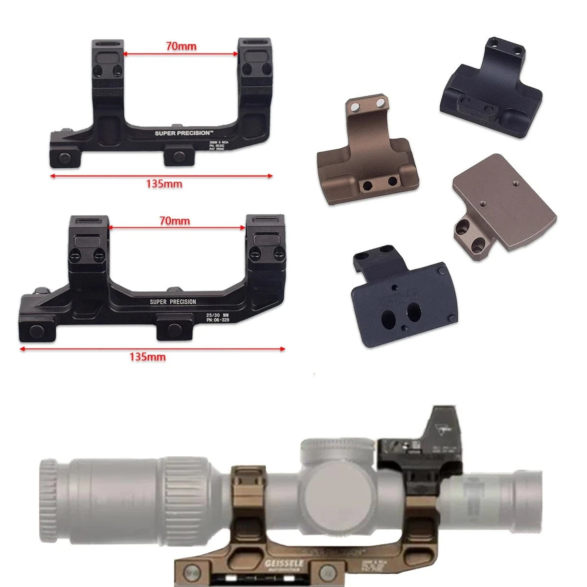 ROF-90/45 RM Red Dot Sight Raiser Mount For GEISSELE SUPER PRECISION 25.4/30mm Ring Scope Mount Rifle AR15 M4 M16