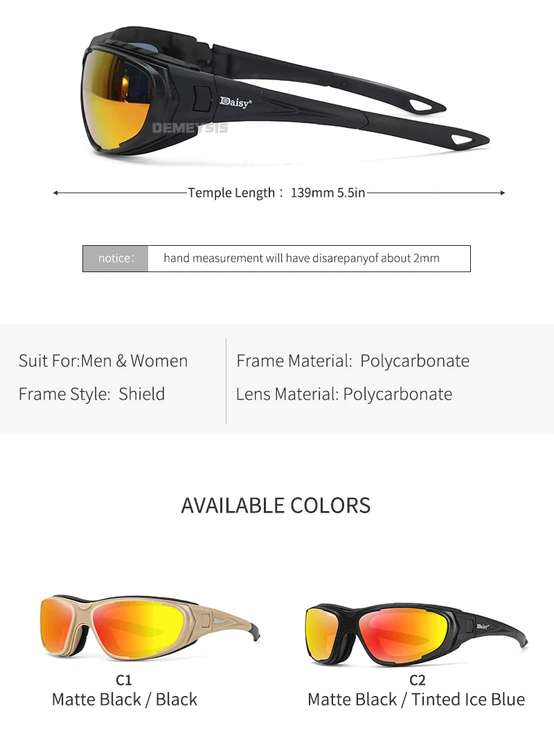 Tactical Glasses Outdoor Safety Polarized Sunglasses UV Protection for Hunting Biking Cycling Hiking Motorcycle Safety Eyewear