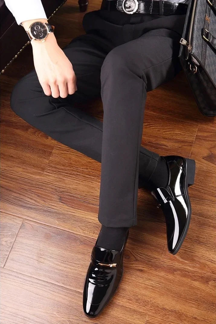 Social Shoe for Men Pointed Toe Office Patent Leather Bright Upper Dress Shoes Man Footwear Low Price Cheap Clearance Legitimate