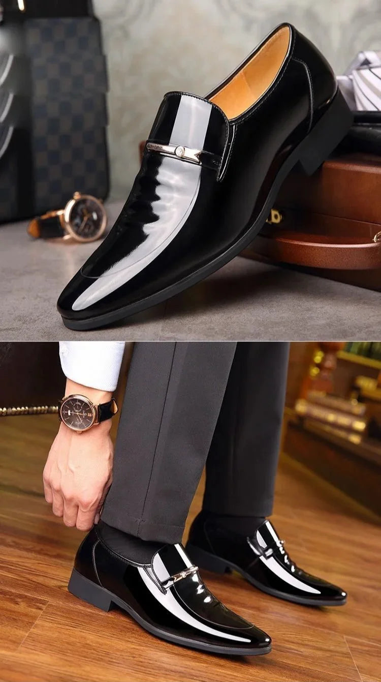 Social Shoe for Men Pointed Toe Office Patent Leather Bright Upper Dress Shoes Man Footwear Low Price Cheap Clearance Legitimate