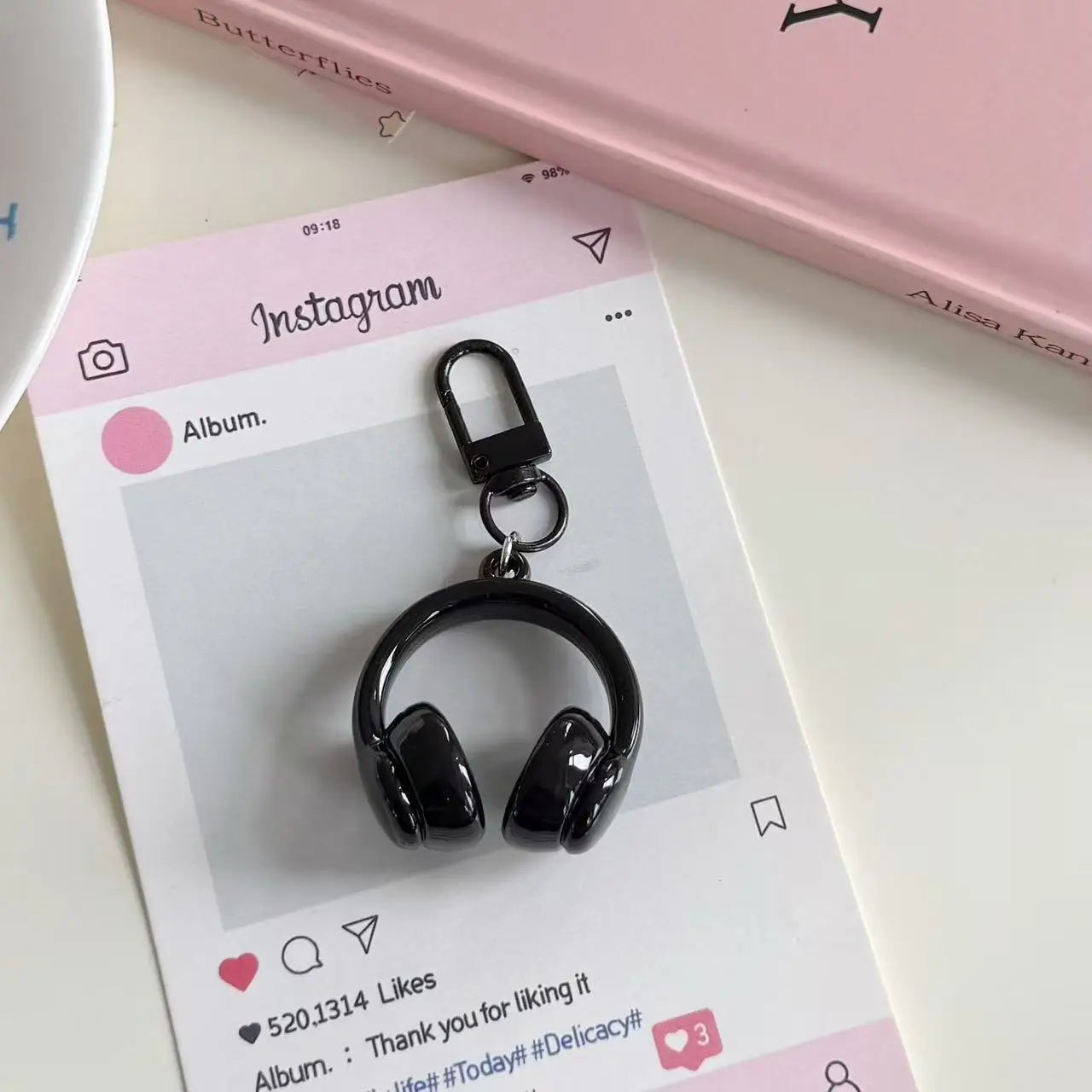 Cute Creative 3D Earphones Pendant Keychain Mobile Phone Chain Earphone Charm Backpack Hanging Decoration Accessories Gifts