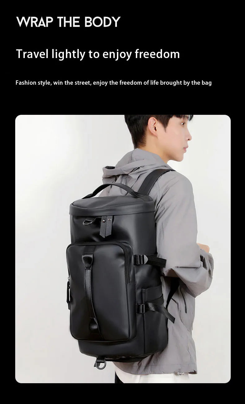 Sports Backpack, Large-Capacity Cylindrical Gym Bag, Unisex Training Bag, Dry and Wet Separation Handbag, Multi-Purpose Water-Repellent Travel Bag, Single Shoulder Crossbody Bag