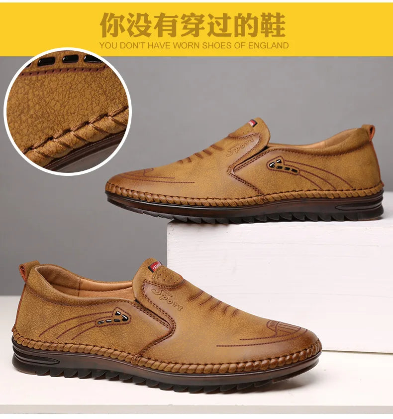 Handmade Leather Shoes Men Casual Sneakers Comfort Design Man Shoe Business Leather Loafers Men Shoes Moccasins Tooling Shoe