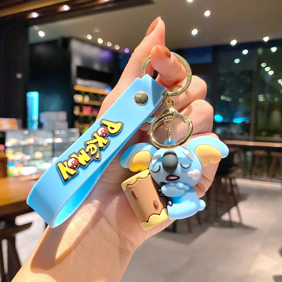 New Pokemon Pikachu Keychain Anime Cartoon Key Chain Charmander Psyduck Fashion Bag Keyring Pendant Accessories Toys Kids Gifts