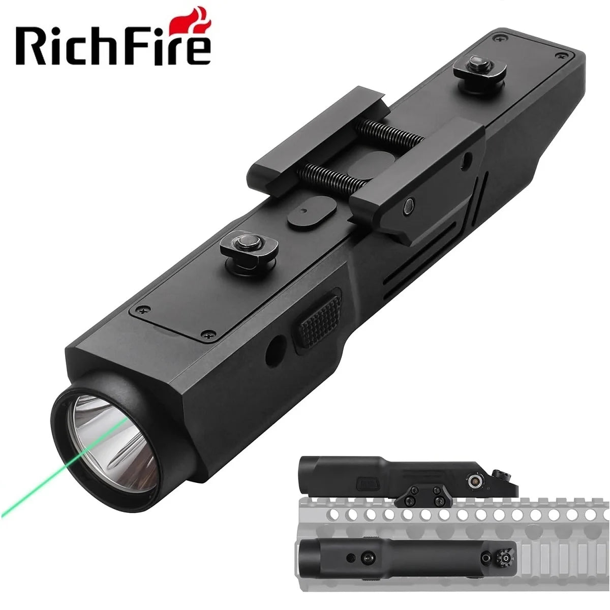 New Richfire 2 in 1 Combo Tactical Rechargeable Flashlight 2000 Lumen,Picatinny Rail MLOK Mounted Rifle AR15 Light for Hunting