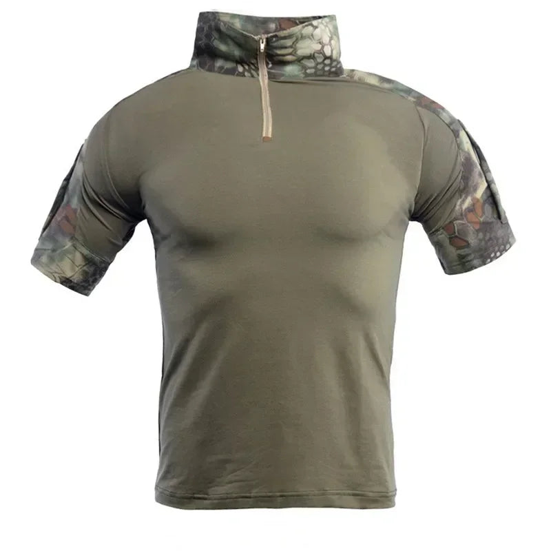 Tactical T-Shirts Men Sport Outdoor Tee Quick Dry Short Sleeve Shirt Hiking Hunting Climbing Camouflage Men Clothing Breathable