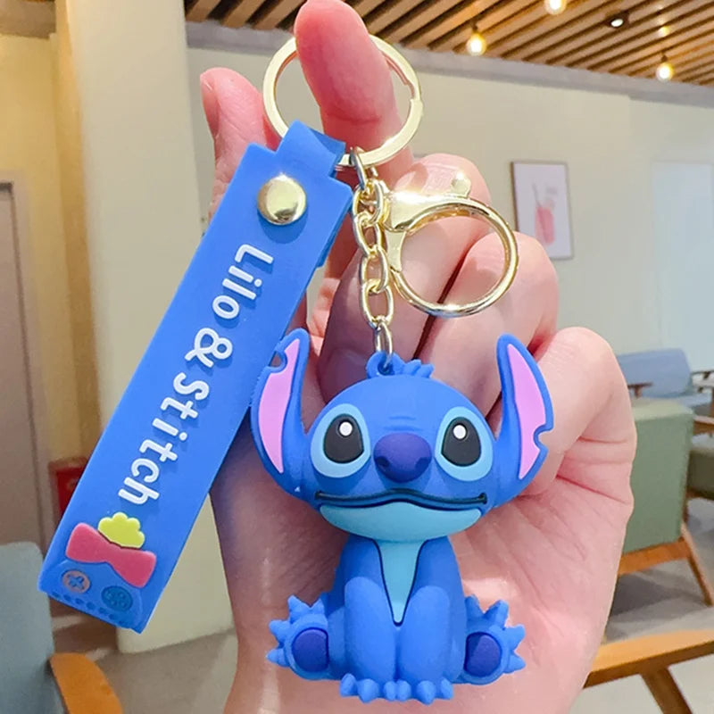 Wholesale Anime Disney Keychain New Mickey Mouse Minnie Lilo & Stitch Doll Keyring Ornament Key Chain Car Pendant Kid Toys Gifts