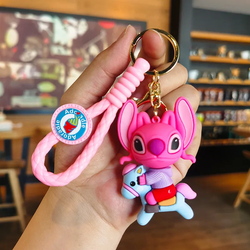 New Cartoon Anime Disney Keychain Mickey Mouse Minnie Lilo & Stitch Keyring Key Chain Car Pendant Kids Toys Gift Wholesale
