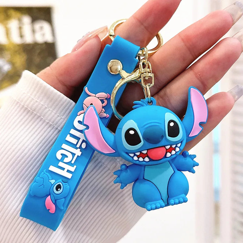Wholesale Anime Disney Keychain New Mickey Mouse Minnie Lilo & Stitch Doll Keyring Ornament Key Chain Car Pendant Kid Toys Gifts