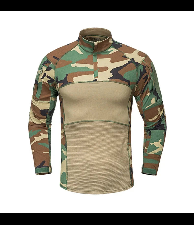 Military Tactical Shirt Men Camouflage Paintball Long Sleeve T Shirt Multicam Cotton Combat Shirts Camo Army T-Shirt