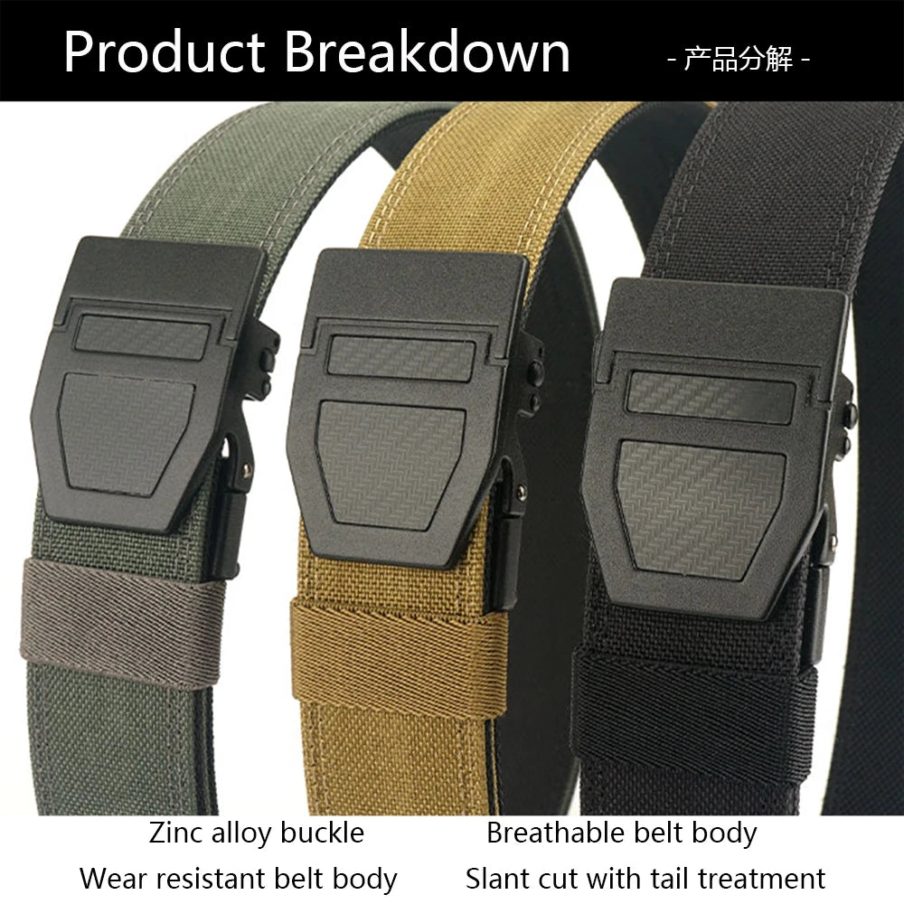 TUSHI Tactical Military Belt for Men Sturdy Nylon Metal Automatic Buckle Police Duty Gun Belt Outdoor Girdle IPSC Accessories
