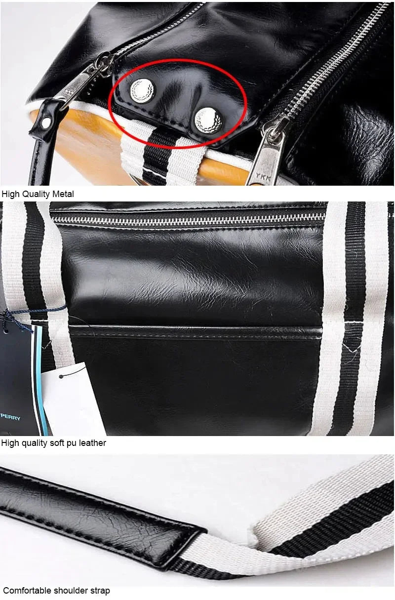 Gym Bag Men and Women Shoulder Bag Messenger Portable Training Basketball Bag Cylinder Travel Bags Sports Leather Handbag Tennis