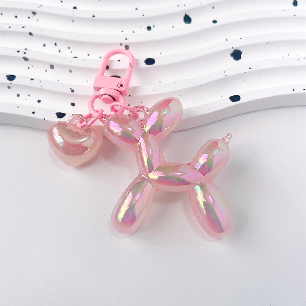 Cute Acrylic Cartoon Balloon Dog Keychains for Women Y2k Bag Pendant Couple Car Key Chains Jewelry Gift Decoration Accessories