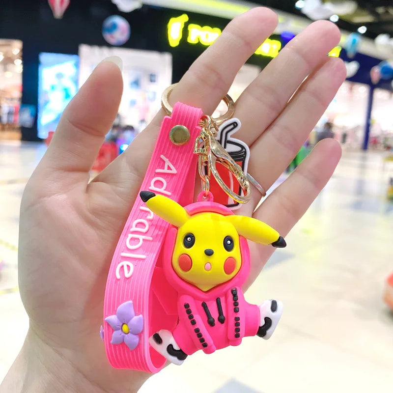New Pokemon Pikachu Keychain Anime Cartoon Key Chain Charmander Psyduck Fashion Bag Keyring Pendant Accessories Toys Kids Gifts