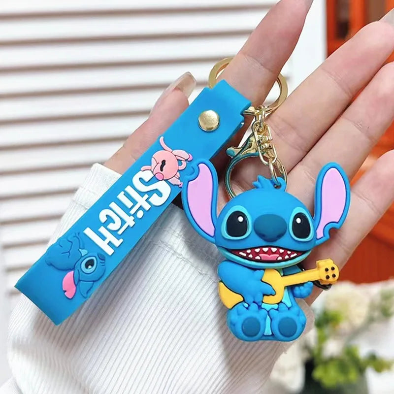 Wholesale Anime Disney Keychain New Mickey Mouse Minnie Lilo & Stitch Doll Keyring Ornament Key Chain Car Pendant Kid Toys Gifts