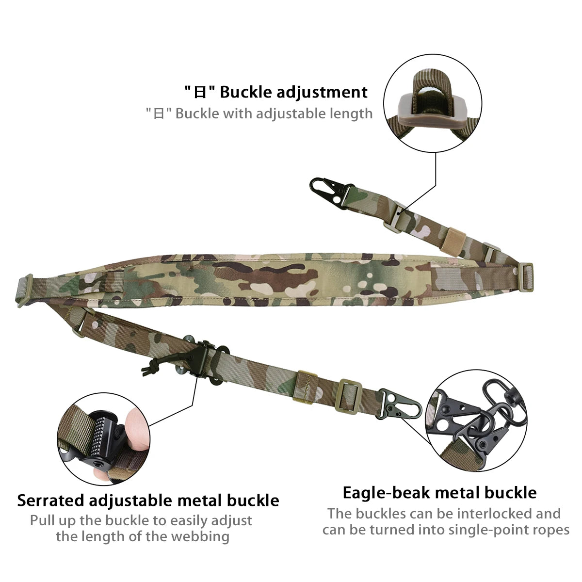 Tactical RSA Mount Padded Rifle Sling Strap Modular 1 and 2 Point 2.25 inch Wide With HK Clip Belt MAGPUL Shooting Gun Hunting