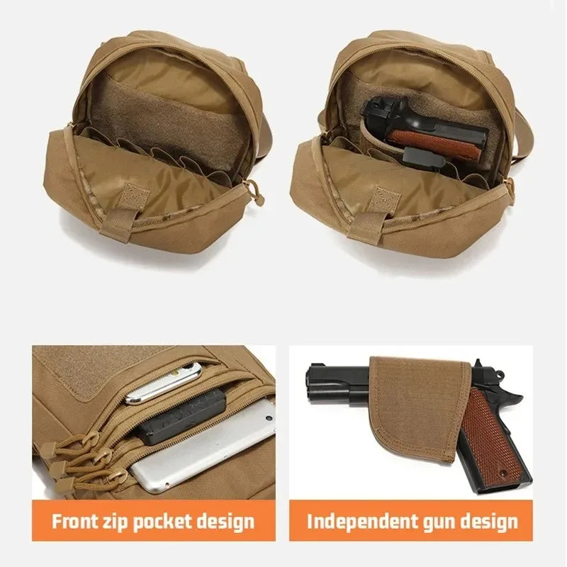 Tactical shoulder bag, holster, concealed carry, sling, messenger bag, suitable for hunting, camping, travel, tourism