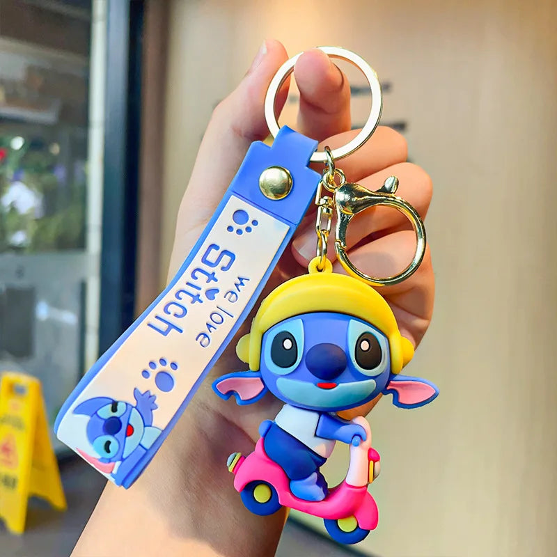 New Cartoon Anime Disney Keychain Mickey Mouse Minnie Lilo & Stitch Keyring Key Chain Car Pendant Kids Toys Gift Wholesale