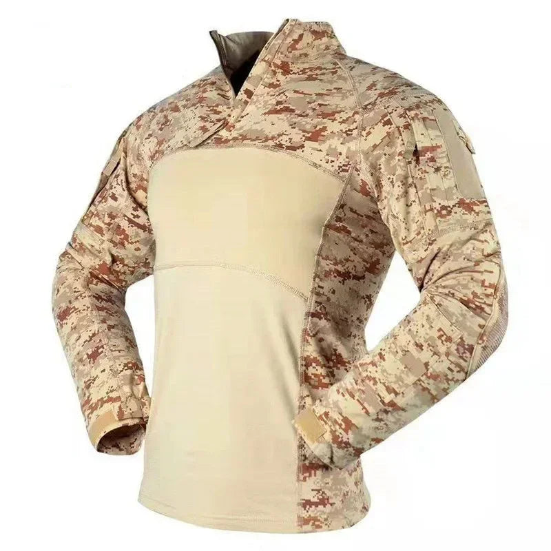 Military Tactical Shirt Men Camouflage Paintball Long Sleeve T Shirt Multicam Cotton Combat Shirts Camo Army T-Shirt