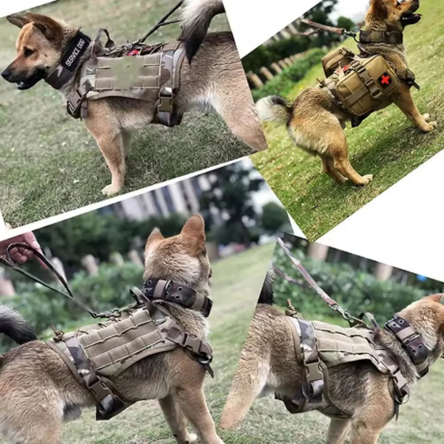 Tactical Dog Harness Military Training Padded Quick Release Vest Pet Training Dog Harness For Set Small Medium Large Dogs