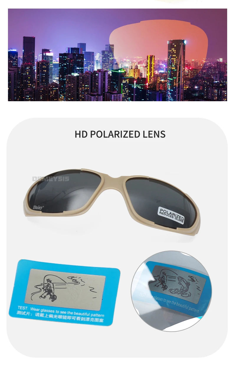 Tactical Glasses Outdoor Safety Polarized Sunglasses UV Protection for Hunting Biking Cycling Hiking Motorcycle Safety Eyewear