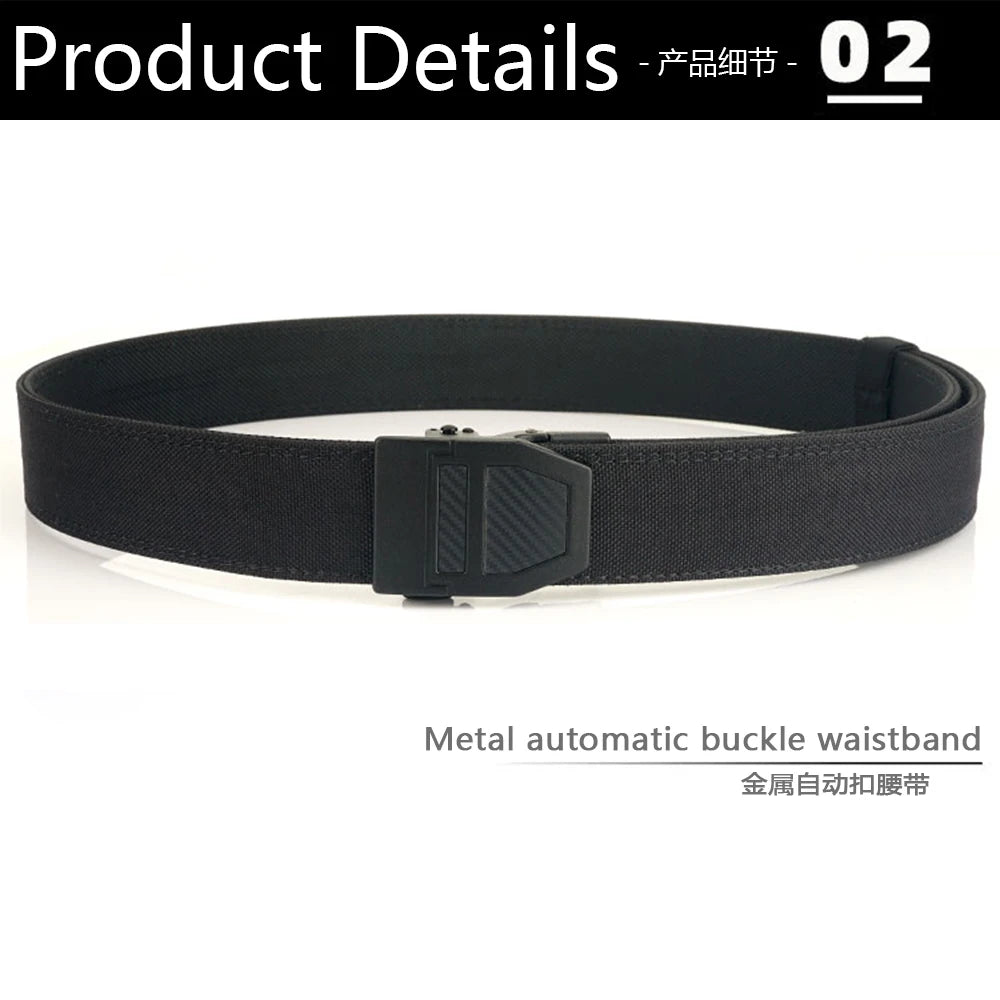 TUSHI Tactical Military Belt for Men Sturdy Nylon Metal Automatic Buckle Police Duty Gun Belt Outdoor Girdle IPSC Accessories
