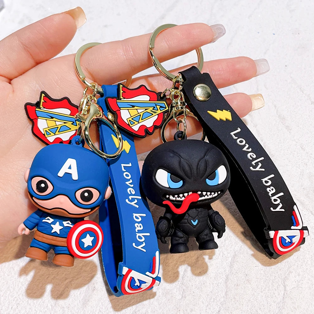 Q Version of The Marvel Series Keychain Cartoon Creative Spider-Man Doll Key Ring Schoolbag Car Key Chain Pendant Student Gifts