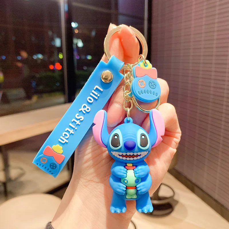 New Cartoon Anime Disney Keychain Mickey Mouse Minnie Lilo & Stitch Keyring Key Chain Car Pendant Kids Toys Gift Wholesale