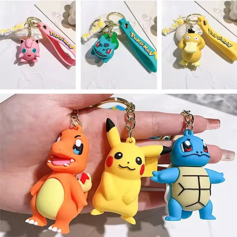 Original Pikachu figurine fashionable cartoon keychain Pokémon anime decorative model toy car decoration children's
