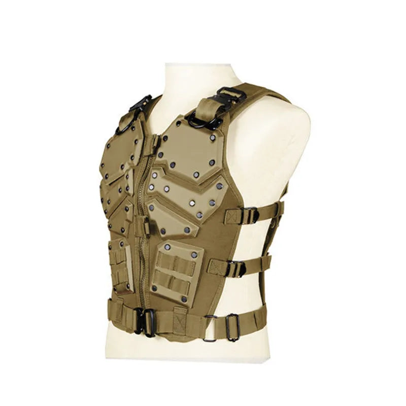 Tactical Gold Steel Vest Military Combat Vest Men's Tactical Hunting Vest Army Adjustable Armor Outdoor CS Training Vest Airsoft