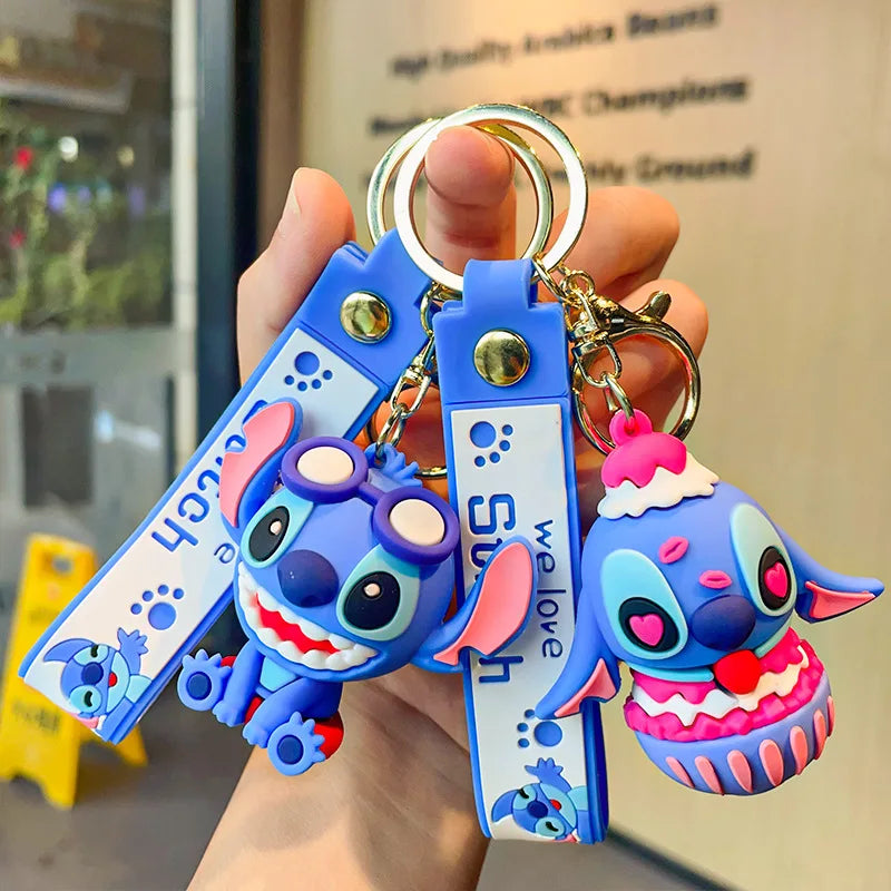 New Cartoon Anime Disney Keychain Mickey Mouse Minnie Lilo & Stitch Keyring Key Chain Car Pendant Kids Toys Gift Wholesale