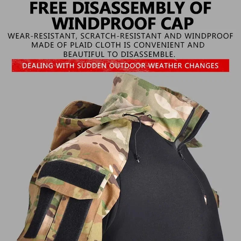 Tactical Shirts Hooded Hunting Uniform Clothing Tatico Tops Airsoft Multicam Camo Fishing Clothes Mens