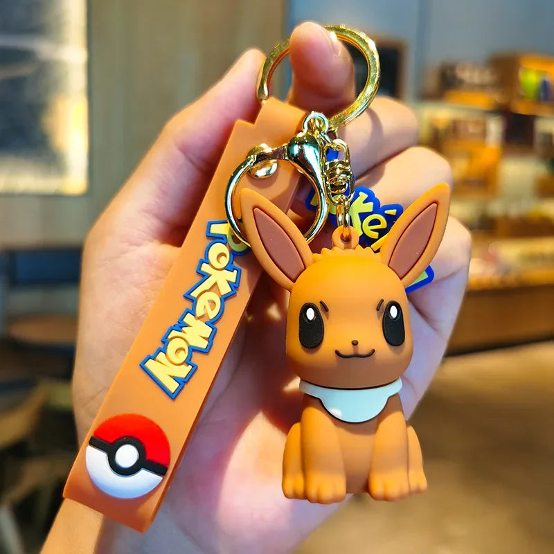 Pokemon Doll Pikachu Keychain Pendant Anime Cute Snorlax Eevee Doll Backpack Pendant Keychain Men and Women Car Keychain