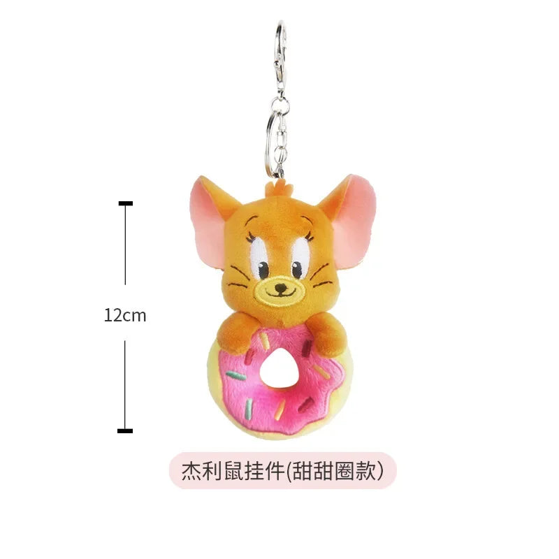 Hot 10cm Tom and Jerry Plush Keychain Mouse and Cat Cartoon Plushie Stuffed Animal Pou Doll for Kids Birthday Gift