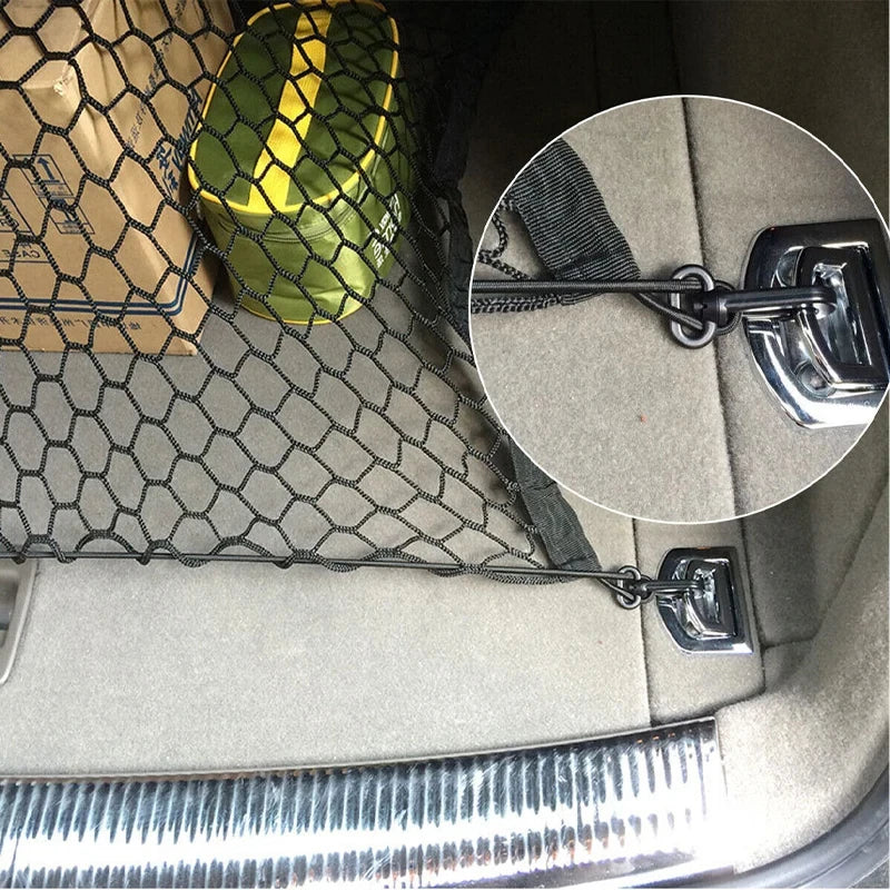 Universal Large Car Cargo Net Nylon Elastic Mesh Luggage Cargo Storage Pickup Tidy Net for Van SUV Truck Mesh Network Pocket