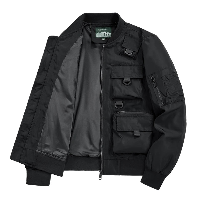 Tactical Jacket Men Autumn and Winter Casual Versatile Trend Outdoor Safari Style Cargo Coat Windproof Campus Clothing