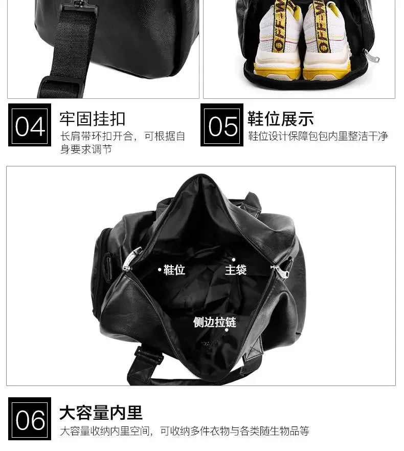 Gym Bag Leather Sports Bags Dry Wet Bags For Men Women Training for Shoes Fitness Yoga Travel Luggage Shoulder Sport Bag