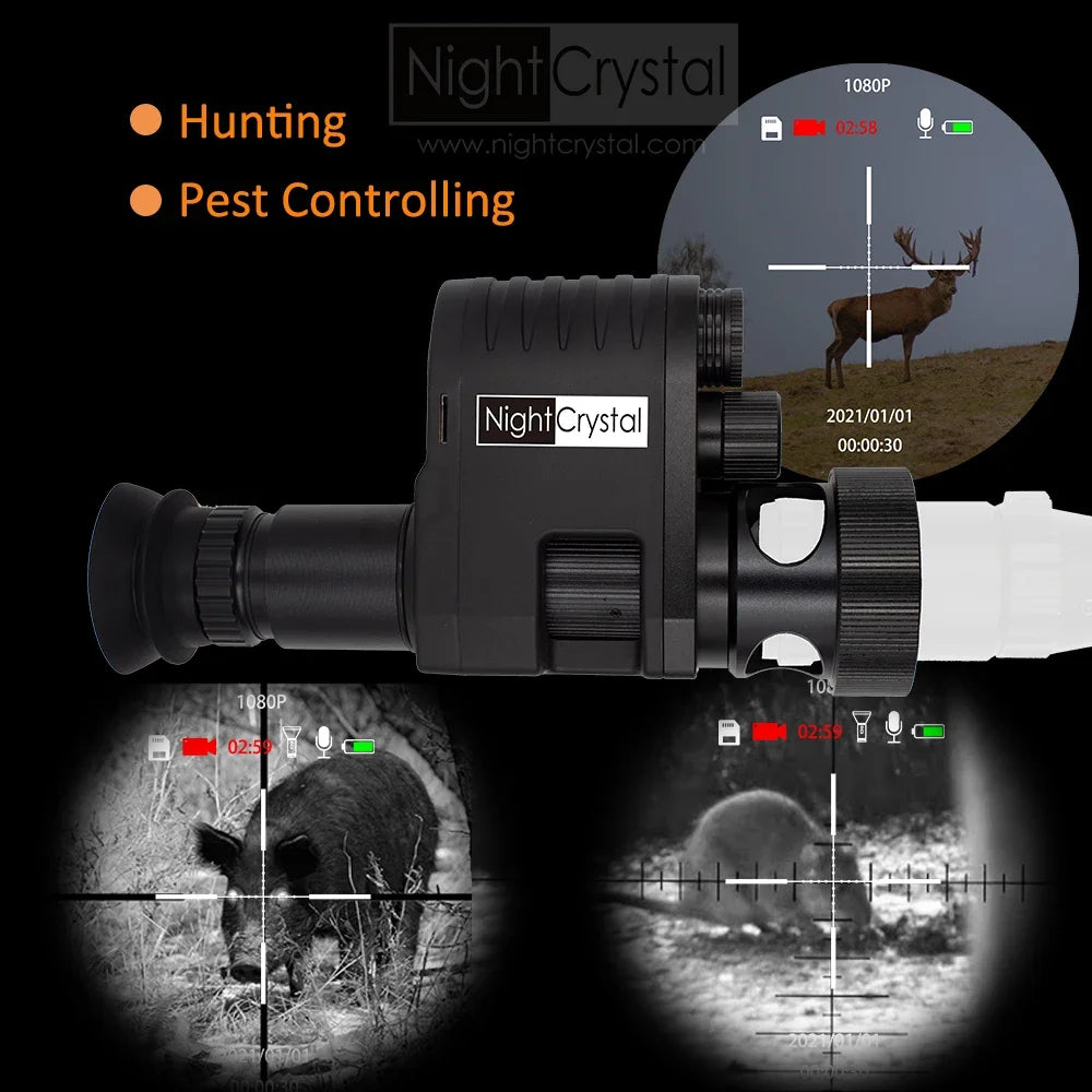 Hunting Night Vision Riflescope, Clip-on Attachment, Monocular, 1080p Video Camera, Thermal Goggle, Red Dot Sight, Laser IR, 850