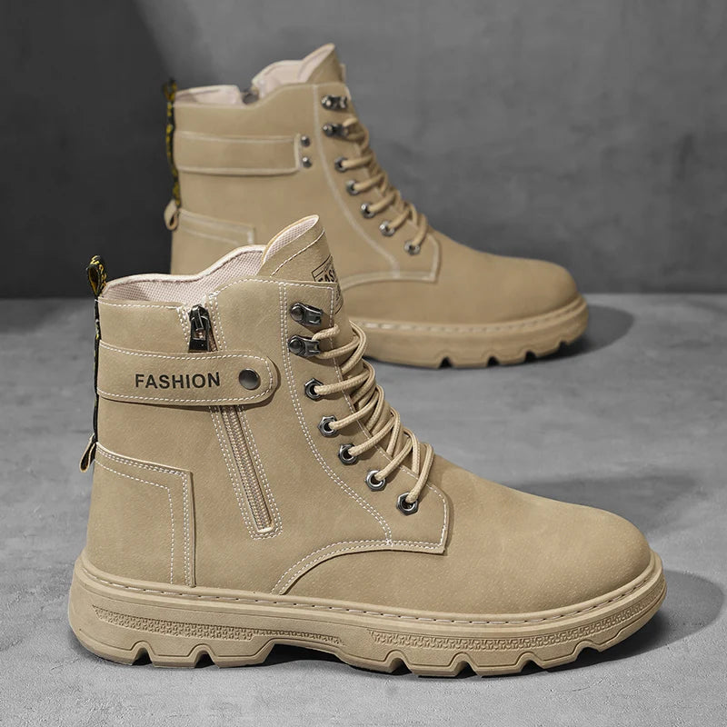 High-top boots, British style, casual and versatile, men's shoes for workwear