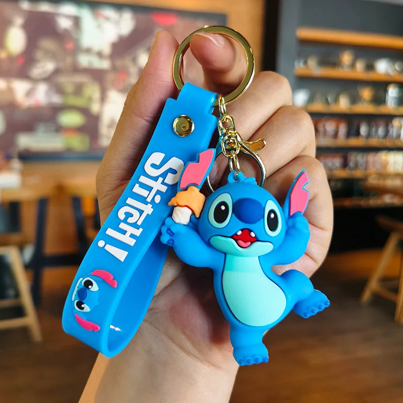 New Cartoon Anime Disney Keychain Mickey Mouse Minnie Lilo & Stitch Keyring Key Chain Car Pendant Kids Toys Gift Wholesale