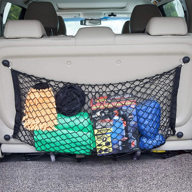 Universal Large Car Cargo Net Nylon Elastic Mesh Luggage Cargo Storage Pickup Tidy Net for Van SUV Truck Mesh Network Pocket