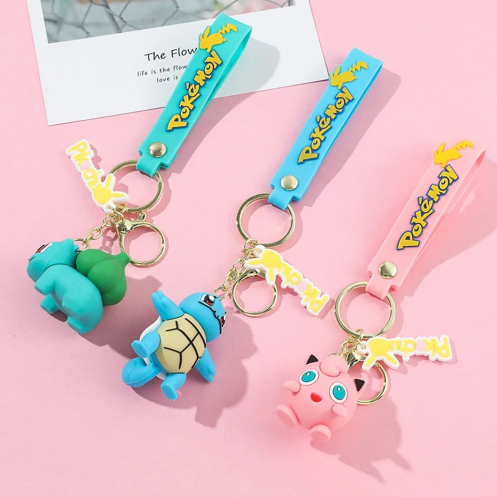 Original Pikachu figurine fashionable cartoon keychain Pokémon anime decorative model toy car decoration children's